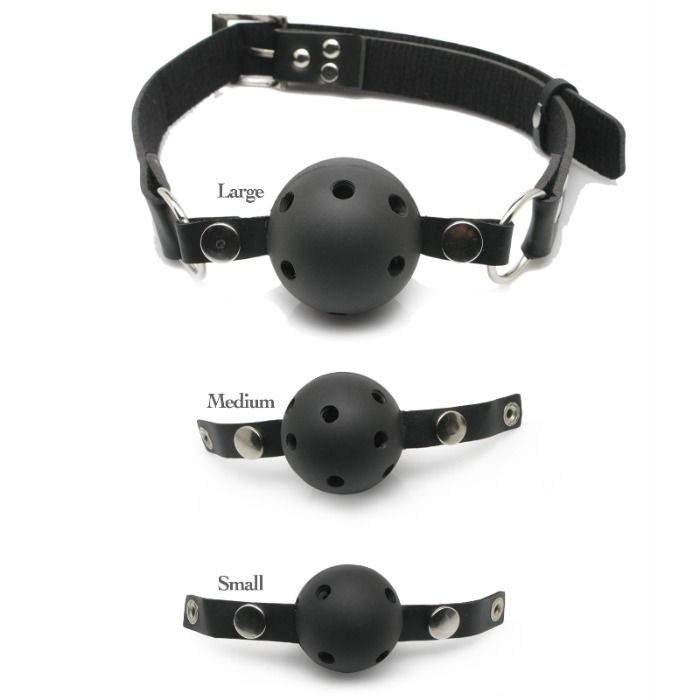 Morso bavaglio constrittivo in pelle regolabile con 3 palle intercambiabili 3in1 fetish bondage ohmama 