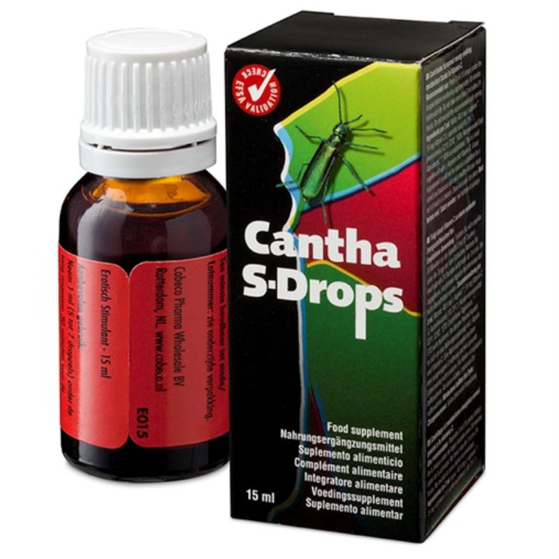 Gocce energetiche per aumento desiderio e miglioramento performace sessuali Cantha S-Drops 15 ml con L-arginina e vitamina C Cobeco Pharma
