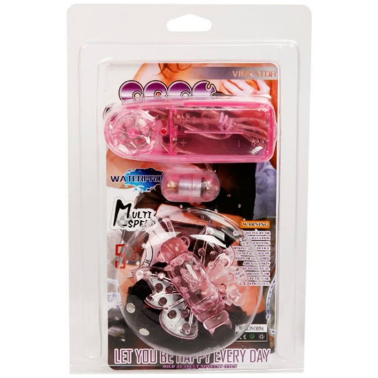 Perizoma regolabile con farfalla vibrante a multivelocità colore rosa con batterie 2xAA Baile Stimulating