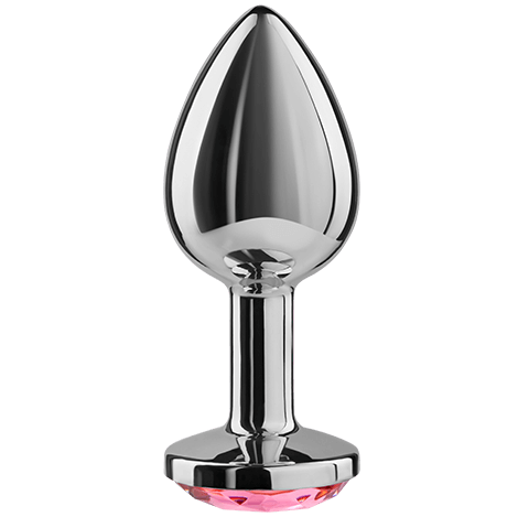 Plug anale in alluminio con testa color diamante fucsia 8cm 