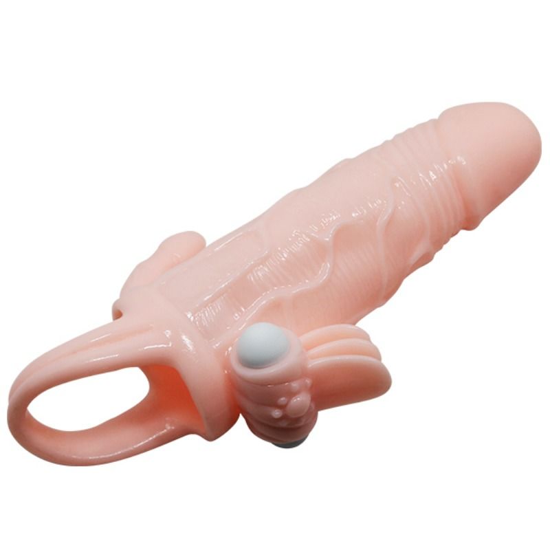 Guaina per ingrandimento pene uomo con stimolazione clitoride e fallo per seconda penetrazione anale vibrante realistica 16.5 cm  Baile For Him