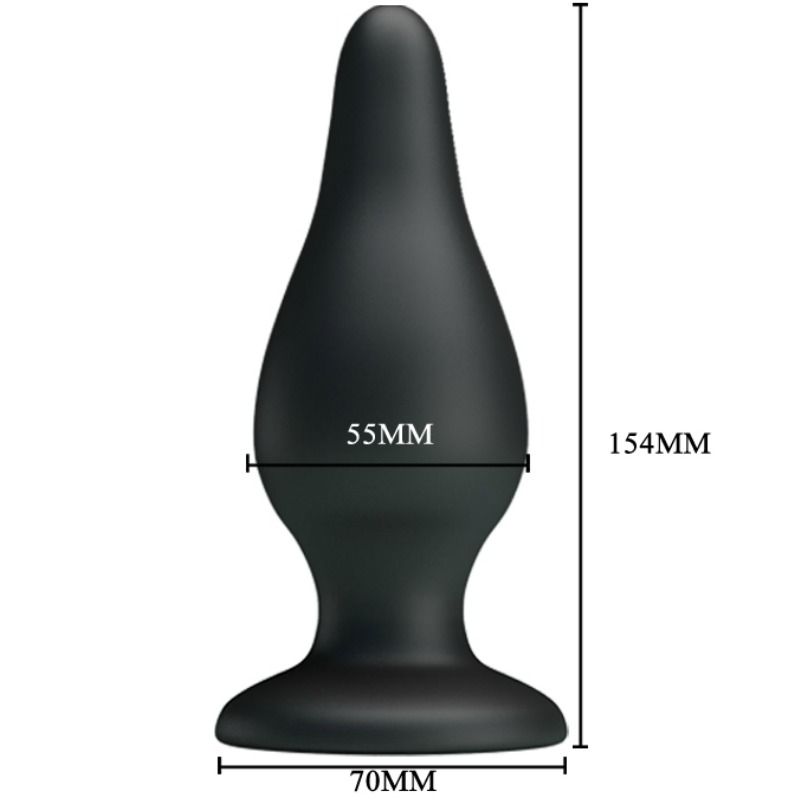 tappo ergonomico in silicone nero 154 cm con ventosa per stimolazione anale e prostatica impermeabile pretty love bottom