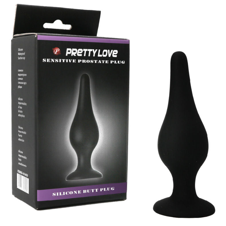 tappo ergonomico in silicone nero 14 cm con ventosa per stimolazione anale prostatica sommergibile pretty love bottom