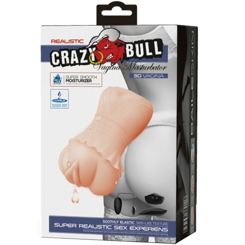 masturbatore uomo realistico autolubrificante pelle d'acqua design vagina con proiettili vibranti CRAZY BULL