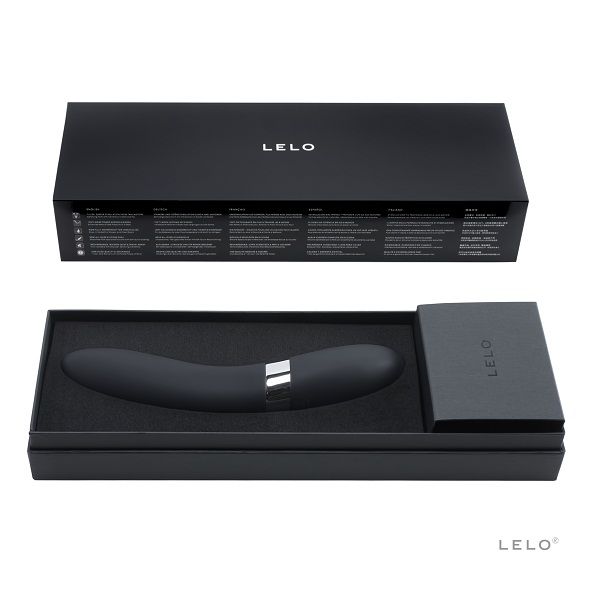 Vibratore di lusso anatomico nero con doppia vibrazione regolabile e batteria ricaricabile Lelo Elise 2