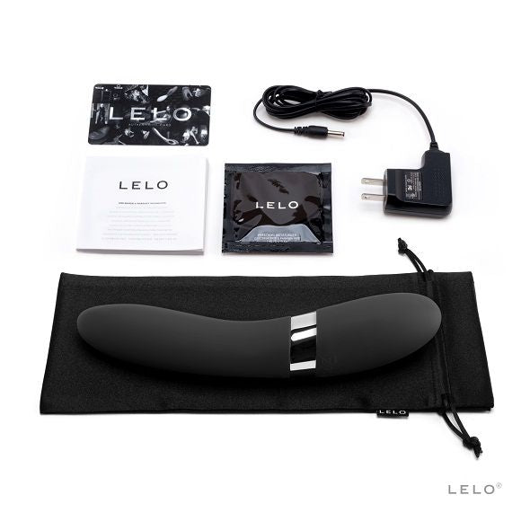 Vibratore di lusso anatomico nero con doppia vibrazione regolabile e batteria ricaricabile Lelo Elise 2