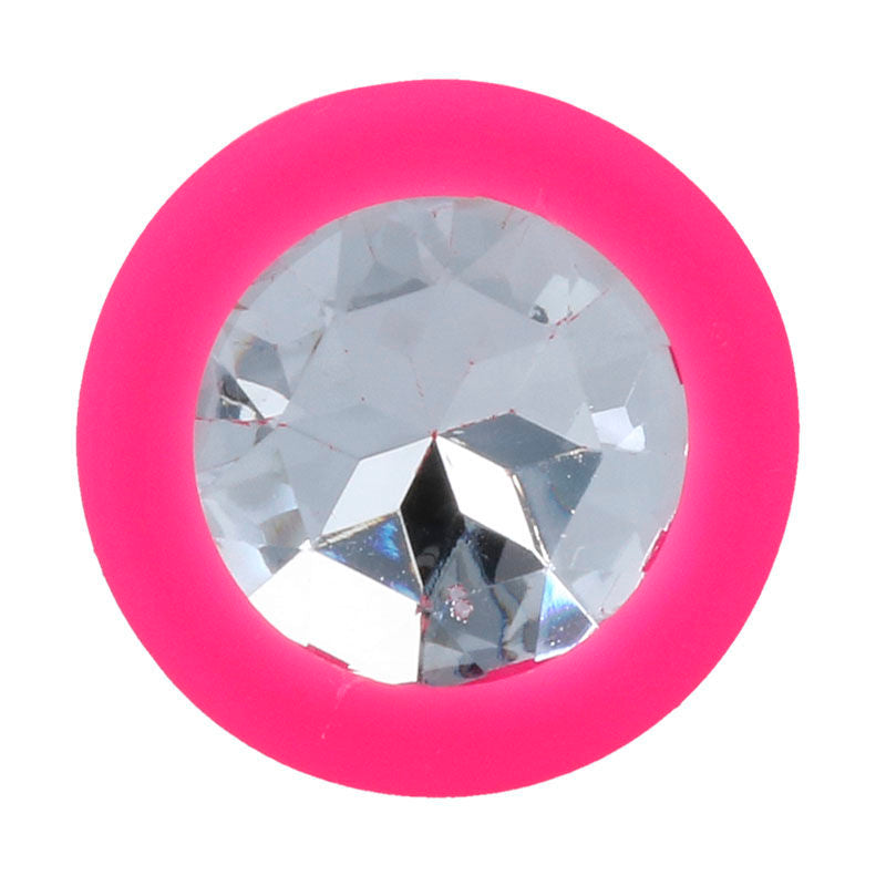 Plug anale in silicone morbido e setoso impermeabile con base di diamante lux fucsia Intense