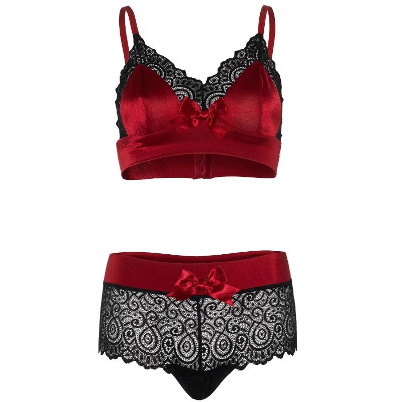 Leg Avenue - Set 2 Pezzi Nero E Rosso S/M
