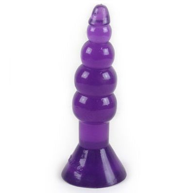 Plug anale ondulato morbido con ventosa 17 cm lilla ideale per dilatazione comoda realizzato in gelatina Baile Anal
