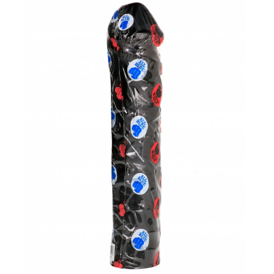 Dildo anale gigante 32cm con ventosa finitura venature orizzontali in TPR per fisting All Black