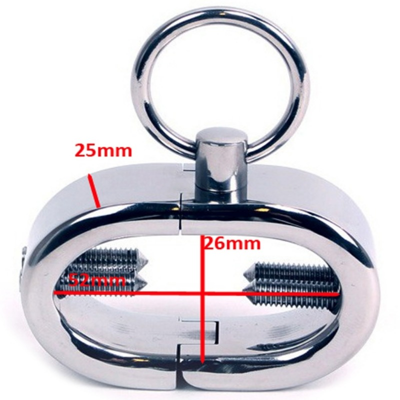 Cage à testicules avec pointes à vis réglables et crochet de traction Fetish Bondage