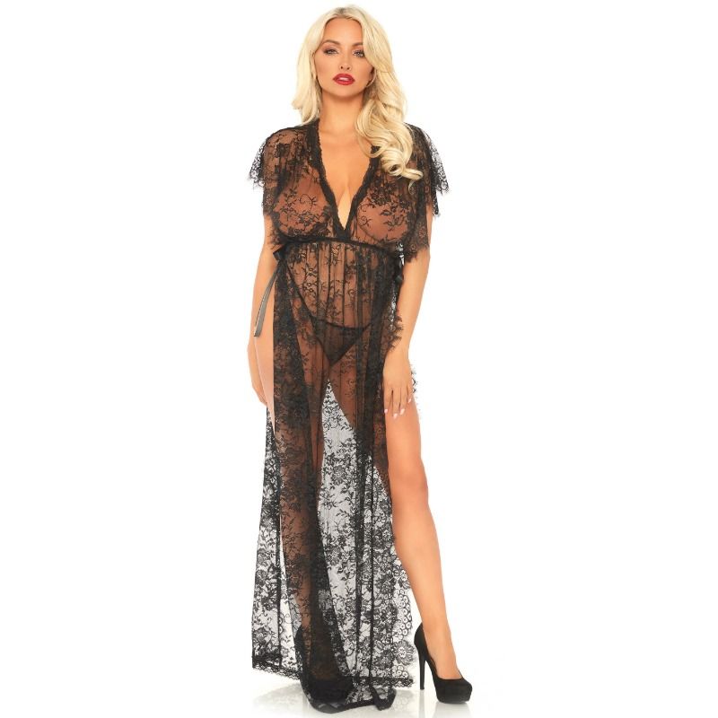 Leg Avenue - Set 2 Pezzi Kaften In Pizzo Vestaglia E Perizoma S/M