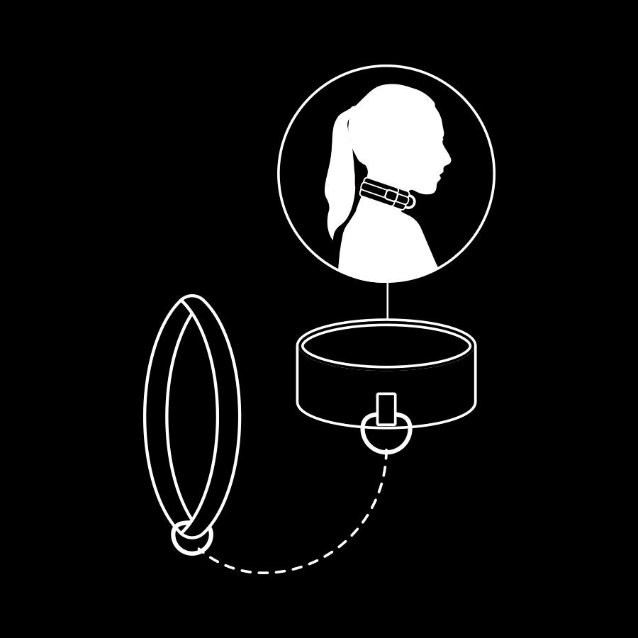 Collare regolabile in neoprene da sottomissione con catena da passeggio bondage