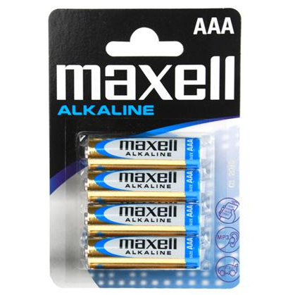 Batterie AAA alcaline ad alta capacità per piccoli dispositivi elettronici set da 4 pezzi Maxell