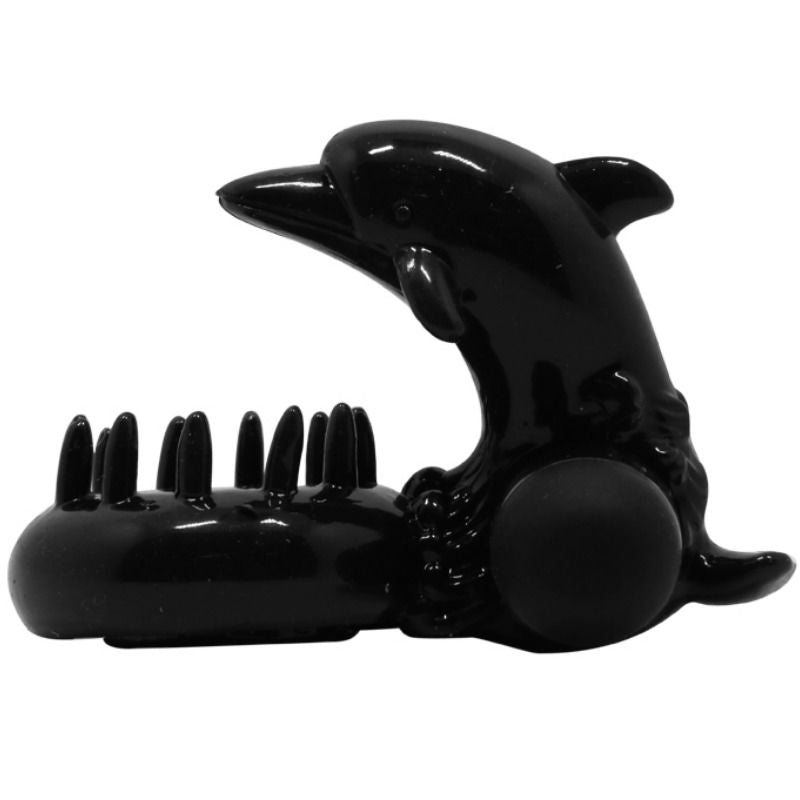 Anello fallico vibrante con stimolatore clitorideo in silicone nero vibrazioni potenti per coppie facile da usare Baile For Him