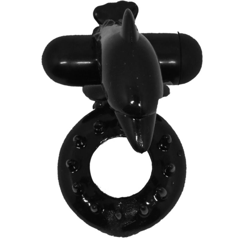 Anello fallico vibrante con stimolatore clitorideo in silicone nero vibrazioni potenti per coppie facile da usare Baile For Him
