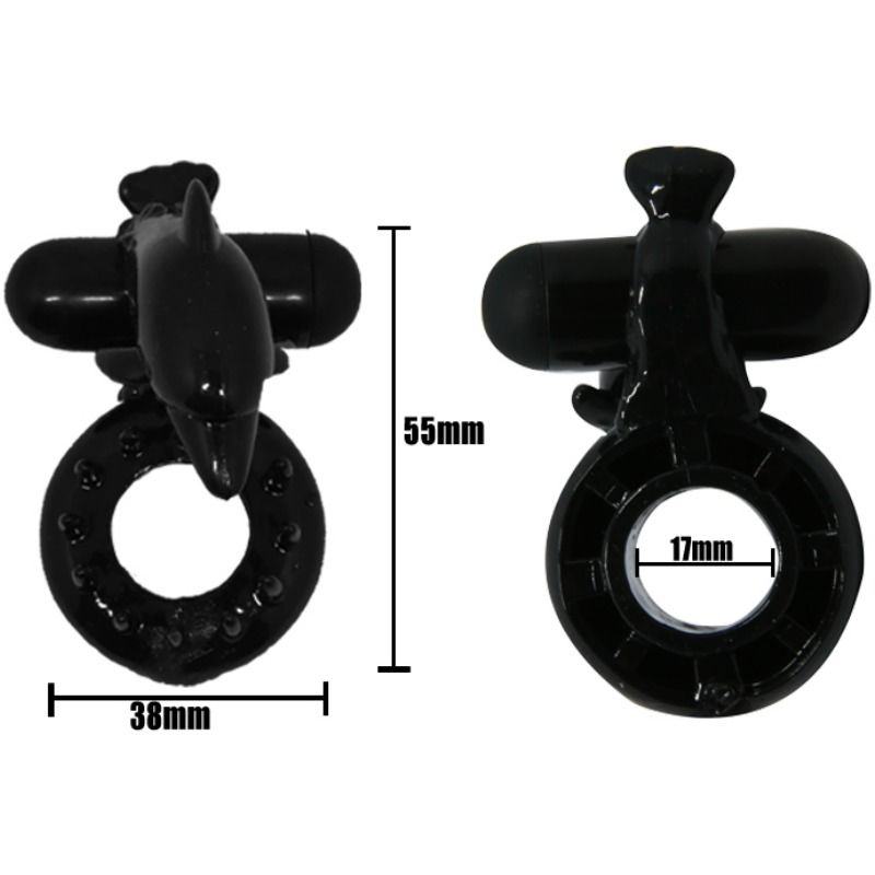 Anello fallico vibrante con stimolatore clitorideo in silicone nero vibrazioni potenti per coppie facile da usare Baile For Him
