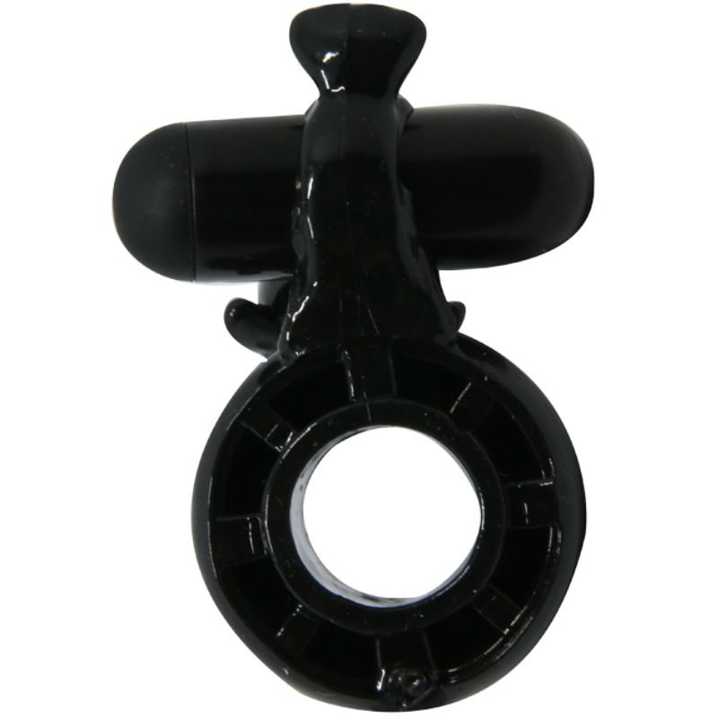 Anello fallico vibrante con stimolatore clitorideo in silicone nero vibrazioni potenti per coppie facile da usare Baile For Him