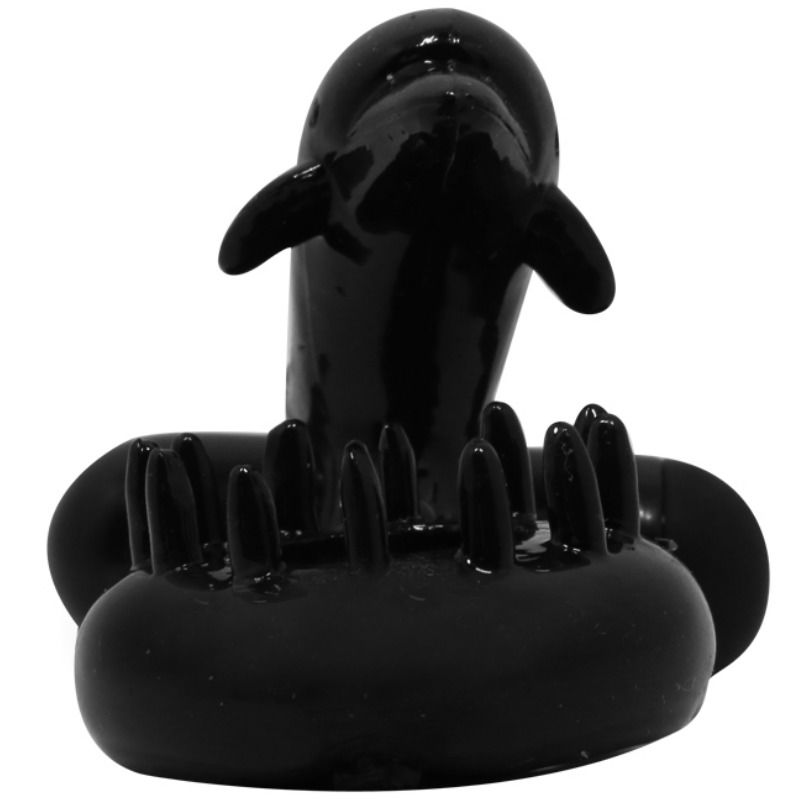 Anello fallico vibrante con stimolatore clitorideo in silicone nero vibrazioni potenti per coppie facile da usare Baile For Him