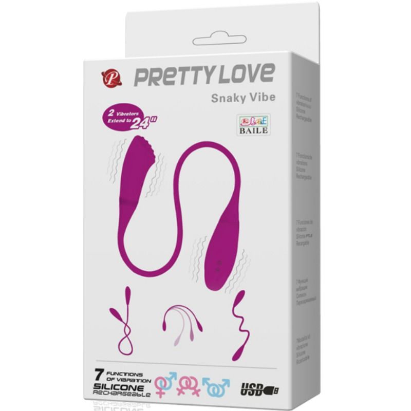 Vibratore doppio flessibile in silicone morbido con 2 potenti motori 7 funzioni ricaricabile stimolazione vaginale anale pretty love smart