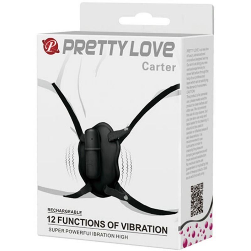 Vibratore clitorideo con cintura carter 12 modalità vibrazione ricaricabile usb silicone abs uomo donna pretty love