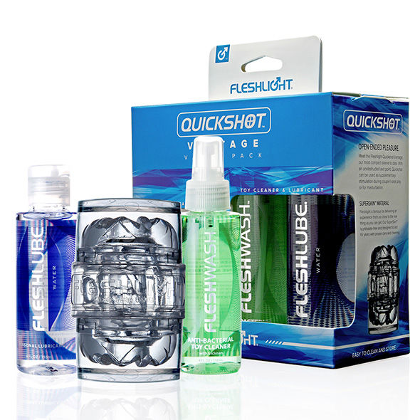Set masturbazione quickshot con adattatore per doccia Quick Connect e lubrificanti Fleshlube Fleshlight