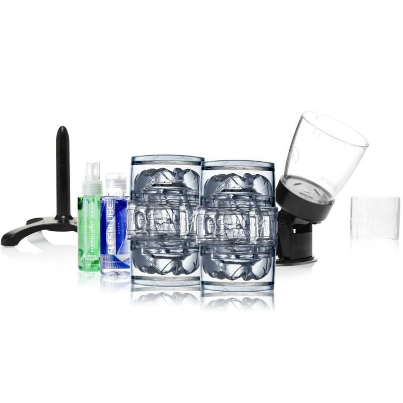 Set masturbazione quickshot con adattatore per doccia Quick Connect e lubrificanti Fleshlube Fleshlight