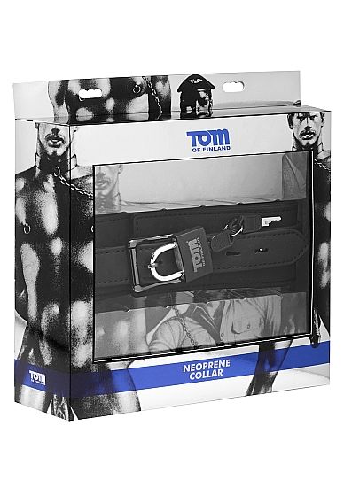 collare regolabile in neoprene con lucchetto e chiavi per giochi bondage lunghezza 47 cm diametro 6,35 cm TOM OF FINLAND