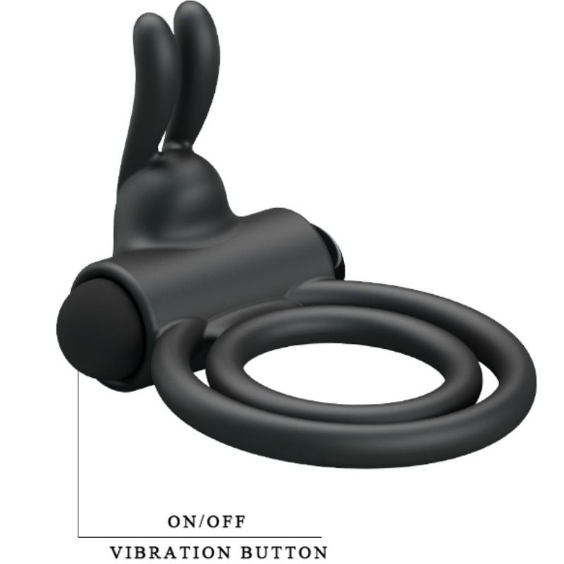 Anello fallico vibrante doppio in silicone con forti vibrazioni stimola clitoride prolungato PRETTY LOVE