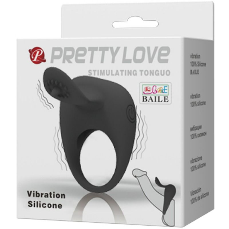 Anello fallico vibrante in silicone con linguetta stimolante per erezioni potenti e durature ideale per coppie Pretty Love