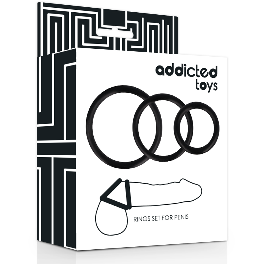 Set anelli fallici super elastici per migliorare l'erezione in 3 dimensioni Addicted Toys