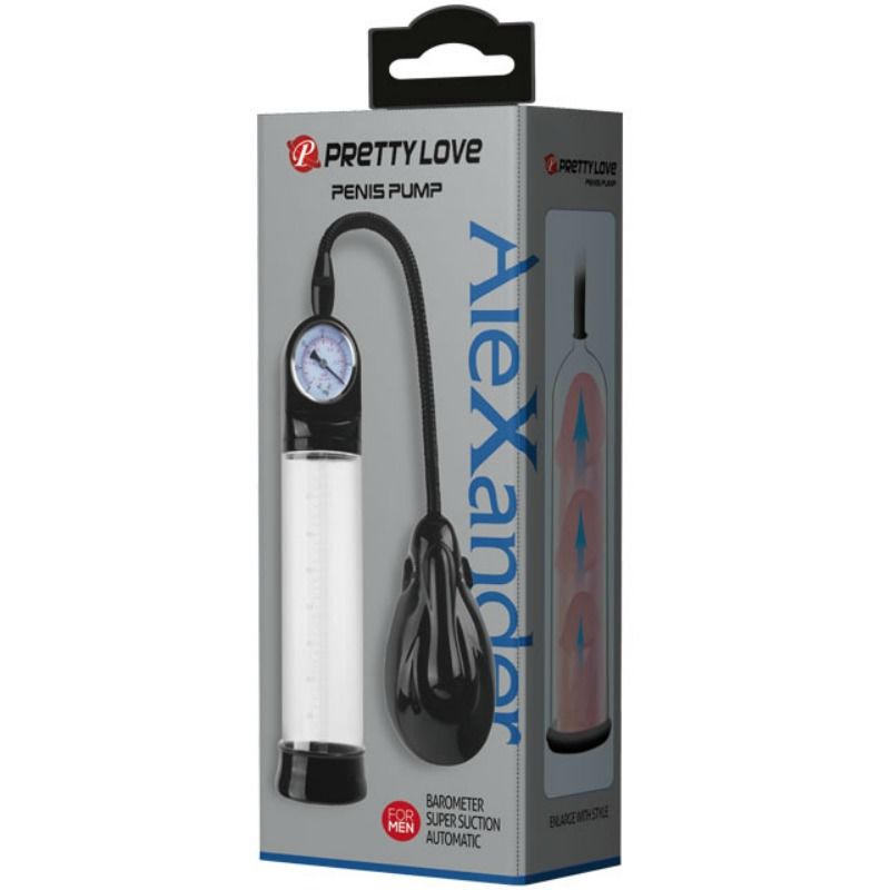 Pompa Erezione Automatica con Misuratore Trasparente e Anello in TPR per Comfort Batterie 3AA Pretty Love Male