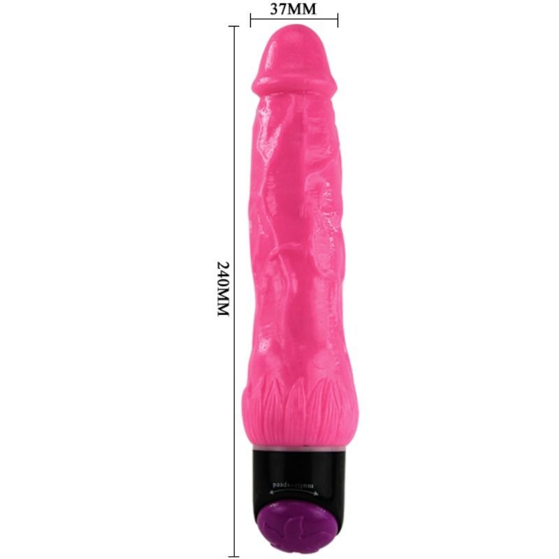 Fallo dildo vibratore realistico morbido lilla 24 cm multivelocità regolabile per stimolazione intensa con venature in TPR e ABS Baile