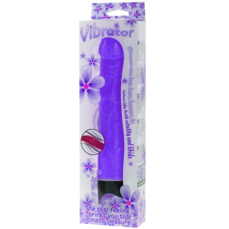 Vibratore multispeed 21.5 cm lilla con asta venosa in TPR e ABS per orgasmi intensi Baile