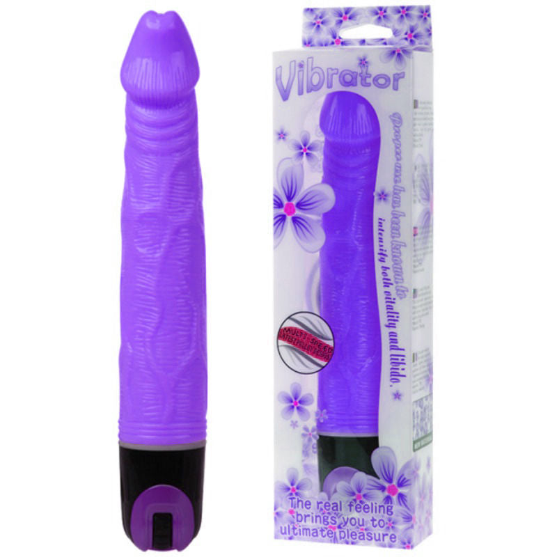 Vibratore multispeed 21.5 cm lilla con asta venosa in TPR e ABS per orgasmi intensi Baile