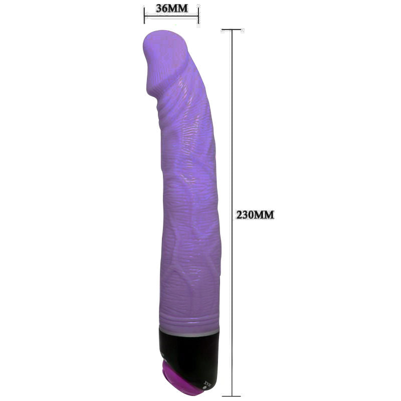 Vibratore realistico con venature 23 cm lilla potente con vene marcate e base ampia morbidissimo regolabile Baile