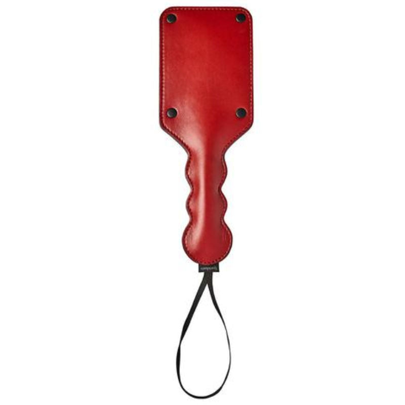 paddle frustino in pelle vegana rossa quadrata 31 cm accessorio fetish bondage elegante e robusto sportsheets