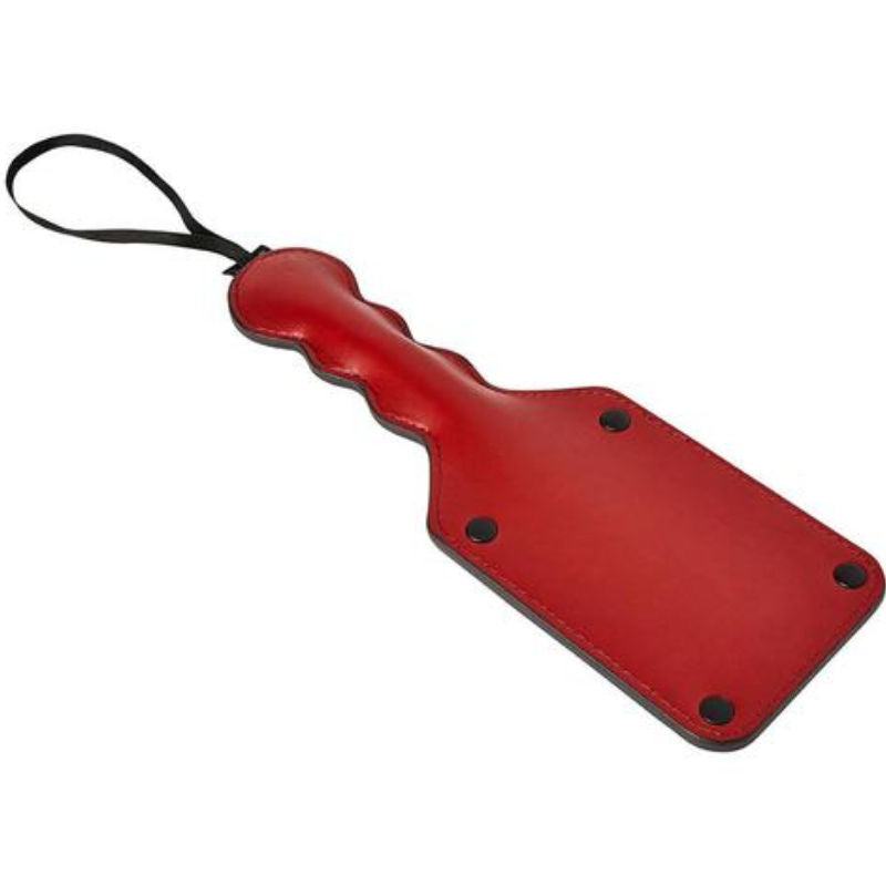 paddle frustino in pelle vegana rossa quadrata 31 cm accessorio fetish bondage elegante e robusto sportsheets