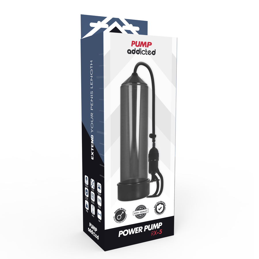 Pompa per aumento pene trasparente Rx5 23cm diametro 5 5cm impermeabile silicone senza ftalati Pump Addicted