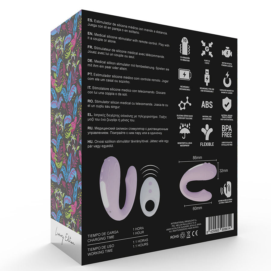 Vibratore stimolatore gioco di coppia con telecomando silicone anallergico 10 programmi vibrazione impermeabile silenzioso ricaricabile Mia