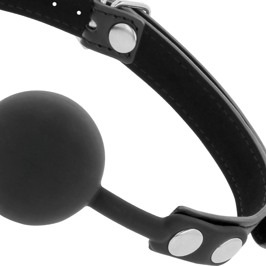 Morso Bavaglio Constrittivo Con Palla Traspirante Regolabile In Silicone Nero Bondage