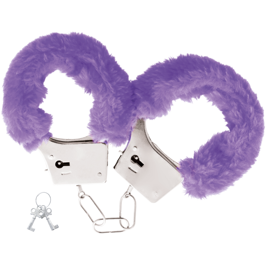 Manette in acciaio rivestite in peluche viola bondage 