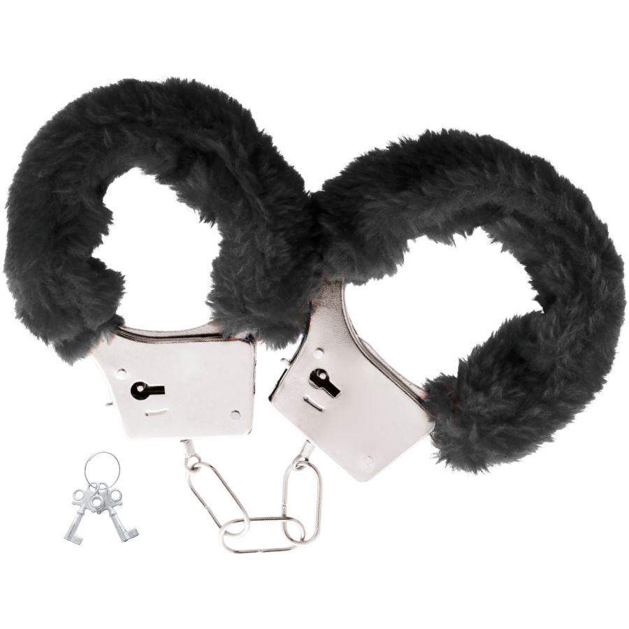 Manette in acciaio rivestite in peluche nero bondage 