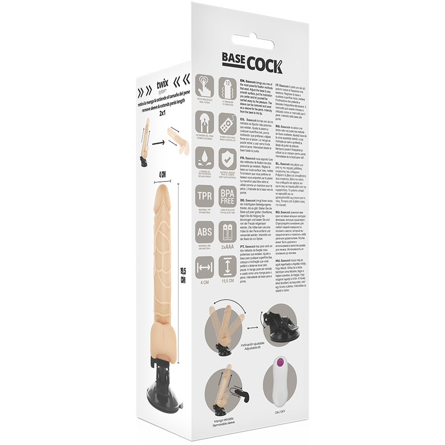 Basecock - Realistic Remote Control Vibrator Natural With Testicles 19.5 Cm -O- 4 Cm