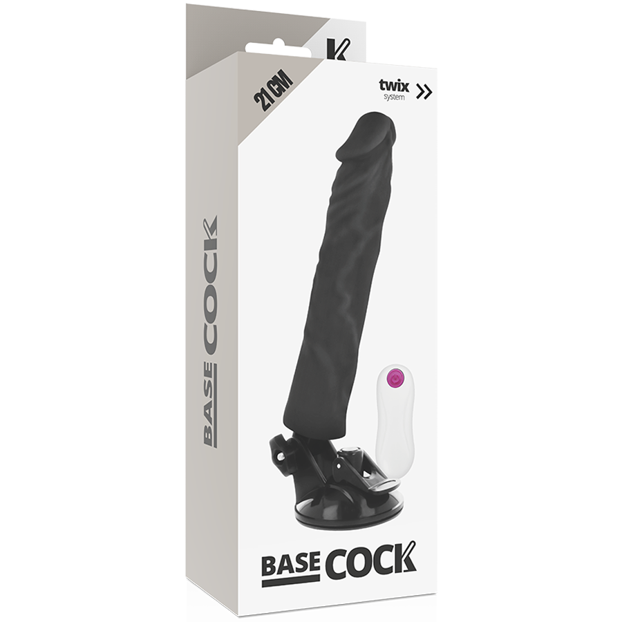Fallo dildo vibrante realistico con venature 21 cm 12 modalità con base a ventosa e velocità regolabile BASECOCK