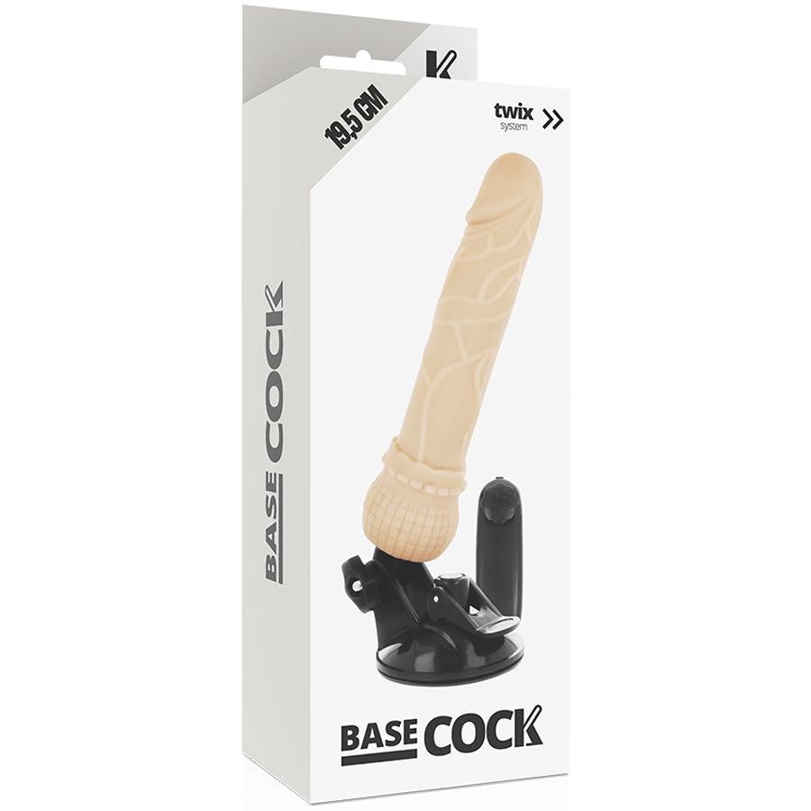 Fallo dildo vibrante realistico 19,5cm 4cm telecomandato flessibile con base a ventosa rimovibile BASECOCK