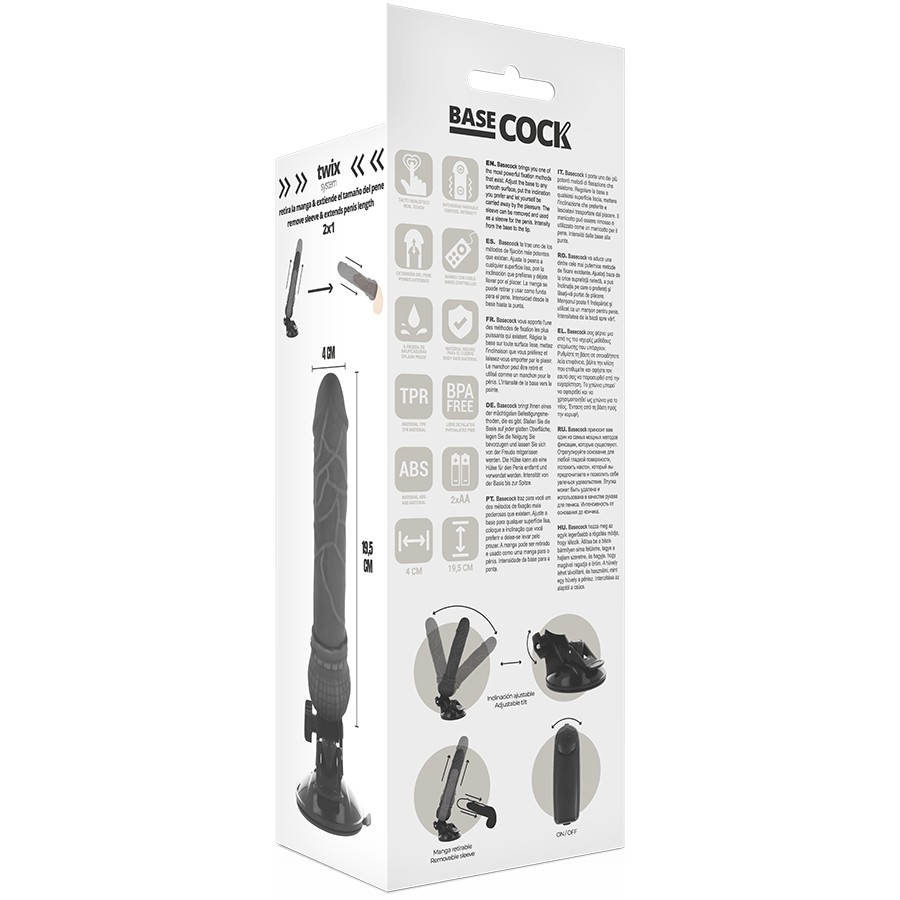 Fallo dildo vibrante realistico 19,5cm 4cm telecomandato flessibile con base a ventosa rimovibile BASECOCK