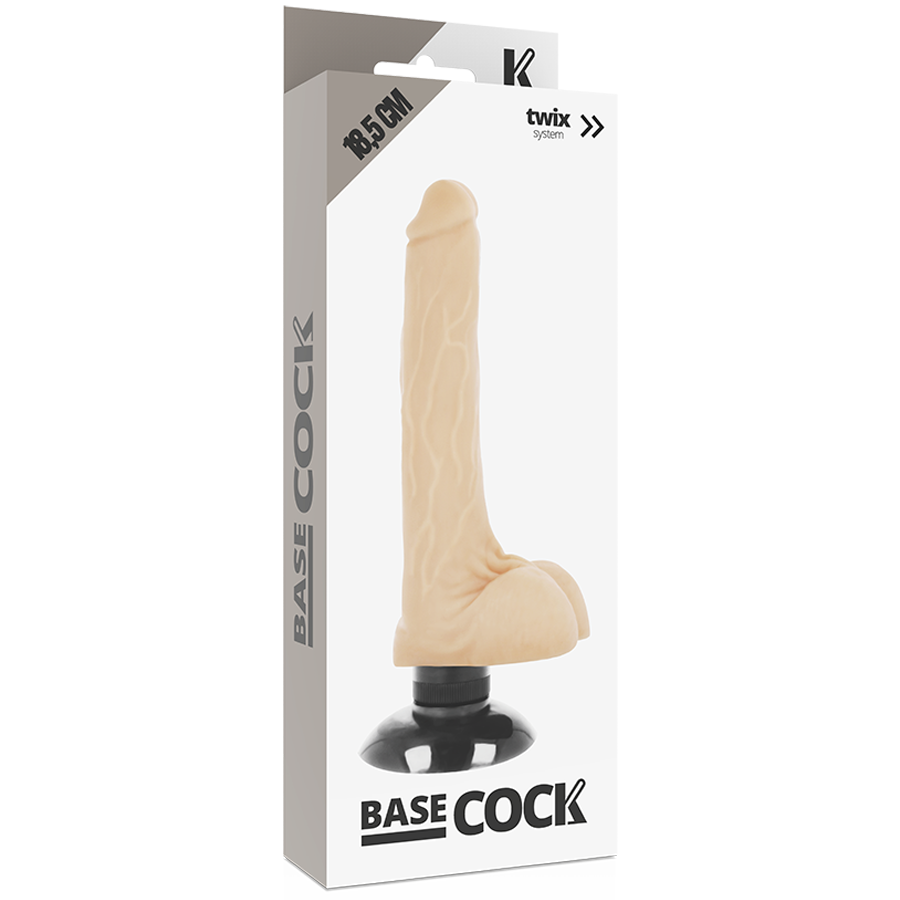 Fallo dildo vibrante realistico con venature TPE 18.5 cm con base a ventosa e velocità regolabile BASECOCK