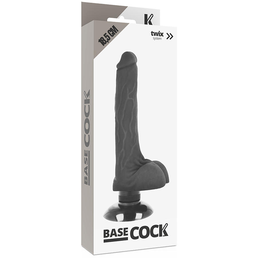 Fallo dildo vibrante realistico con venature TPE 18.5 cm con base a ventosa e velocità regolabile BASECOCK