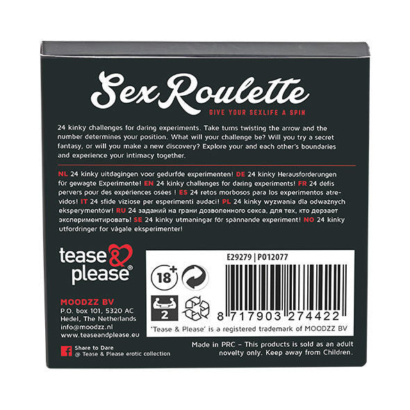 Gioco erotico Sex Roulette Kinky Edition multilingue 24 sfide eccitanti per coppie Tease and Please